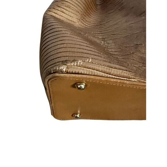 Brahmin Women's Embossed Leather Drawstring Trina Bucket Shoulder Bag Brown OS - Picture 10 of 11